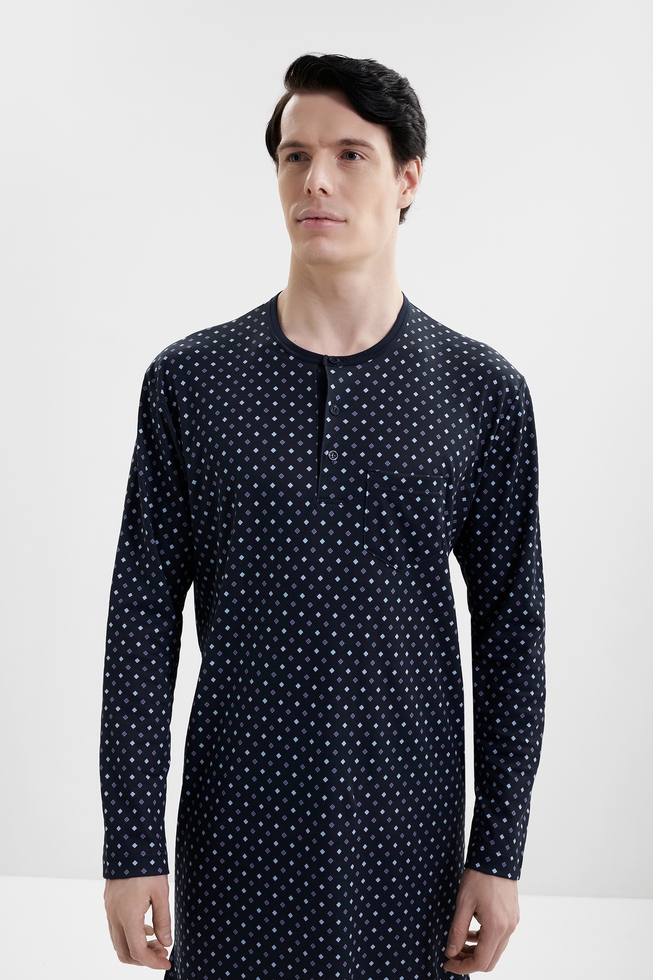 Мужская домашняя хлопковая рубашка-сорочка 4