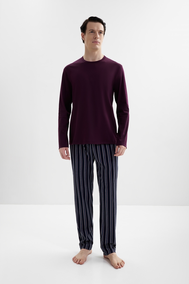 Мужская хлопковая пижама с брюками 1