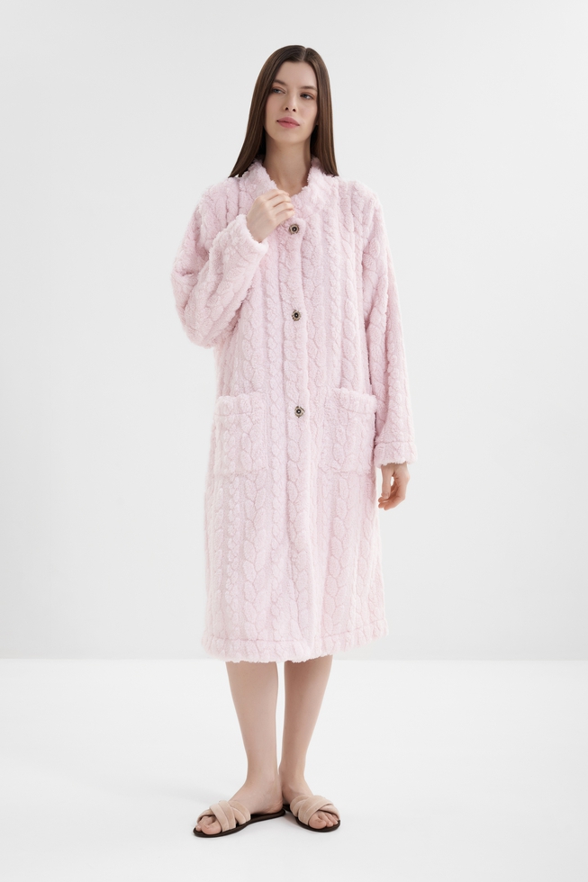 Женский длинный халат на пуговицах  1