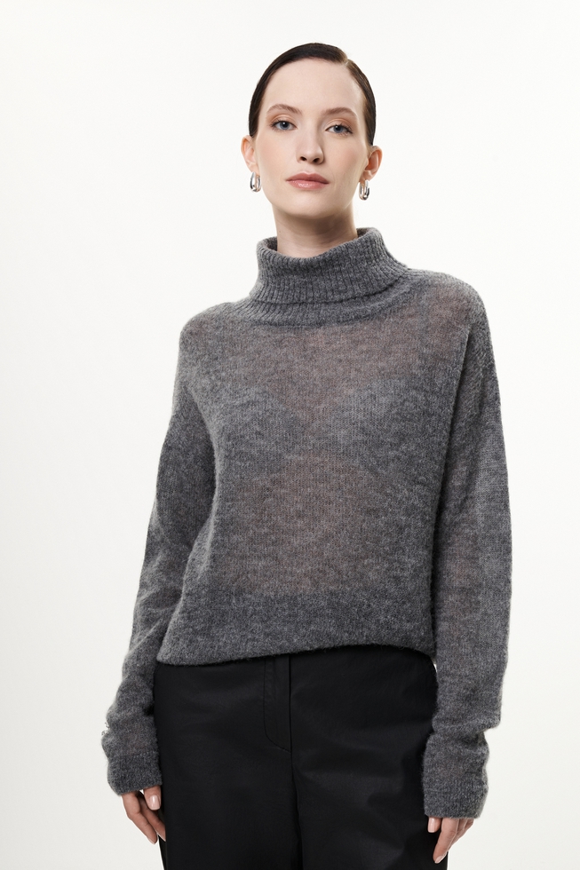 Женский серый шерстяной джемпер 1