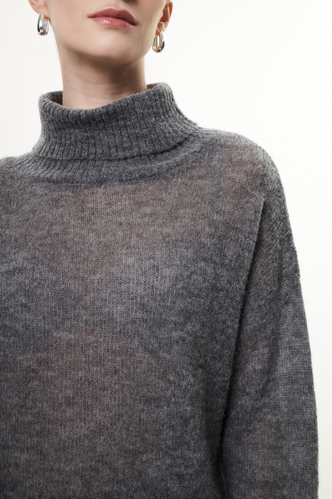 Женский серый шерстяной джемпер 4