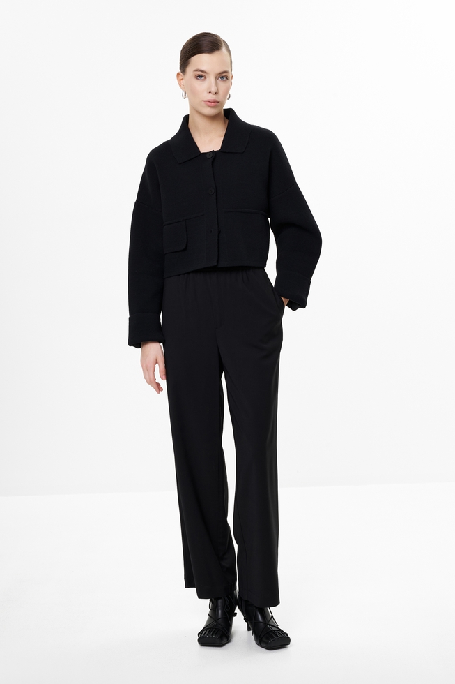 Женские чёрные брюки на резинке  3