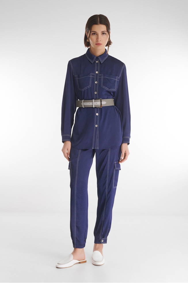 Блузка с контрастной строчкой  4