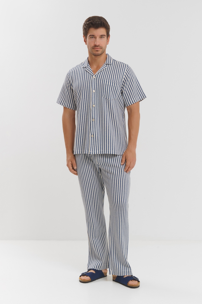 Мужская хлопковая рубашка с коротким рукавом 3