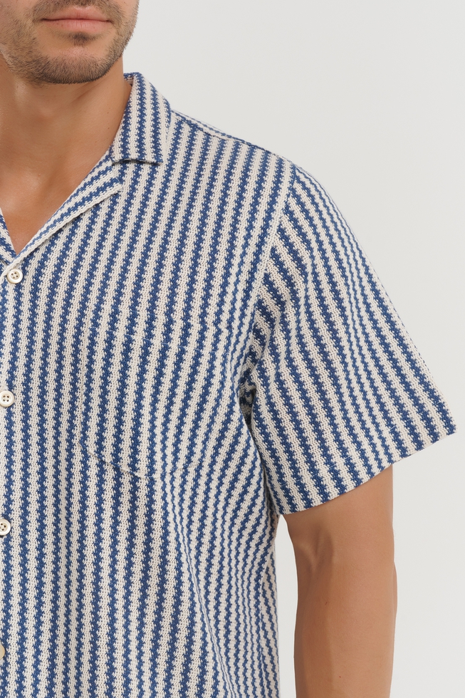 Мужская хлопковая рубашка с коротким рукавом 4