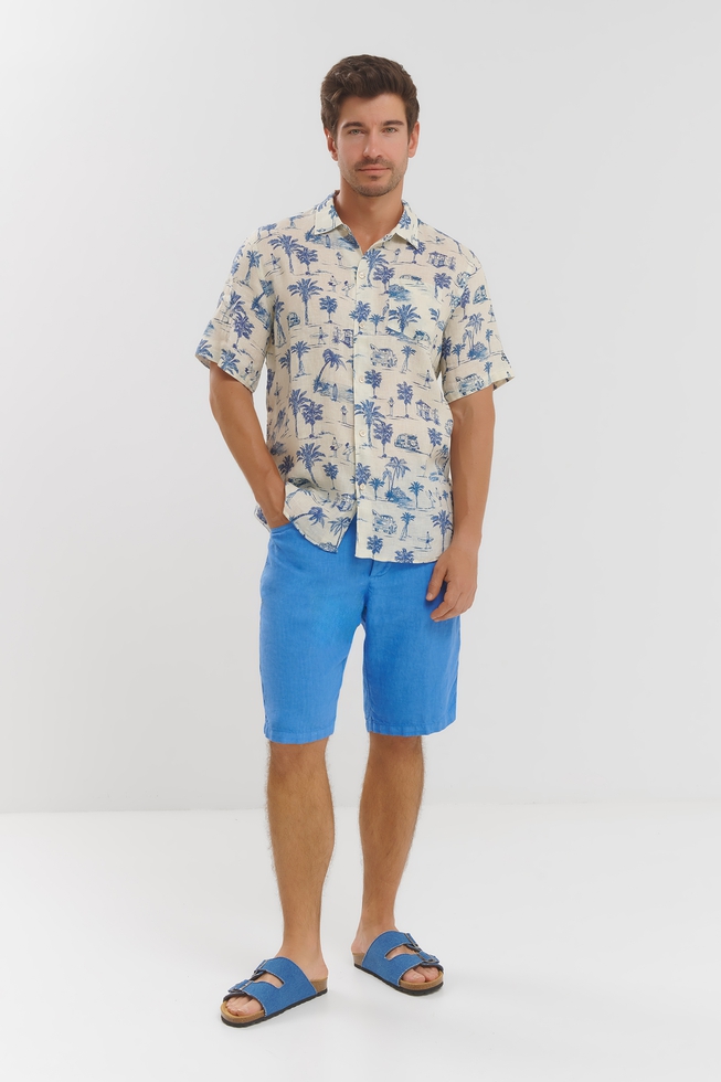 Мужская хлопковая рубашка с коротким рукавом 3