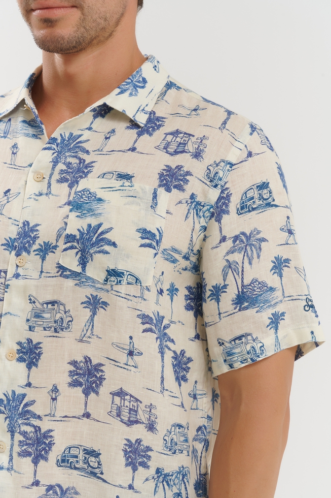 Мужская хлопковая рубашка с коротким рукавом 4