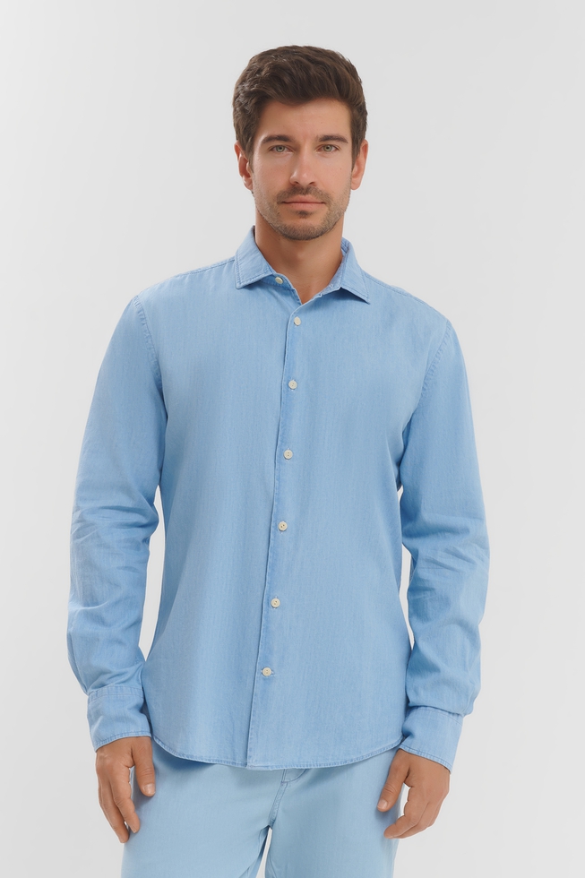 Мужская голубая рубашка 1