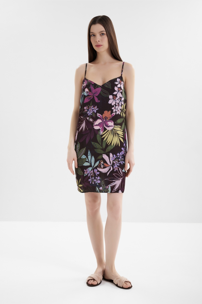 Короткая ночная сорочка с цветочным принтом  1