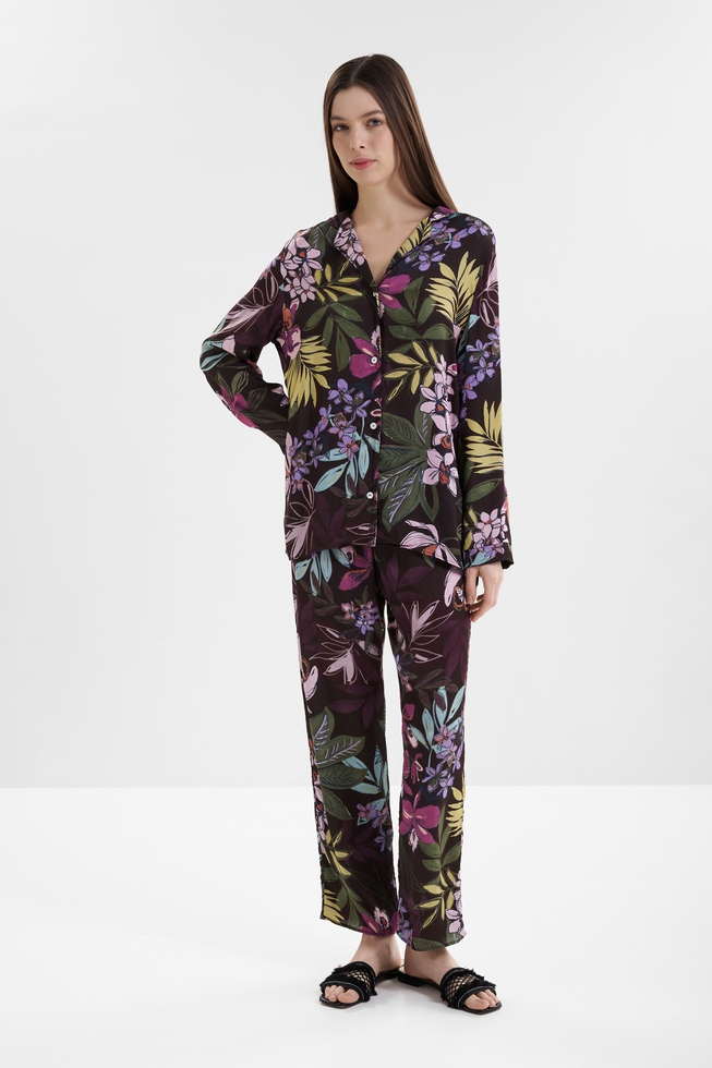 Женские домашние брюки с цветочным принтом  3