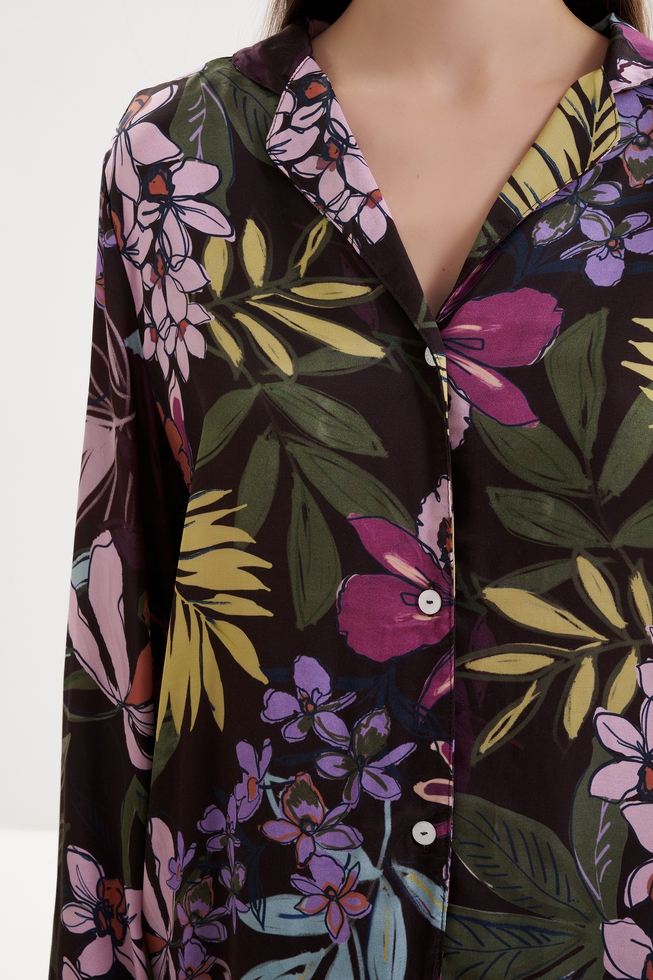 Женская пижамная блузка с цветочным принтом  4
