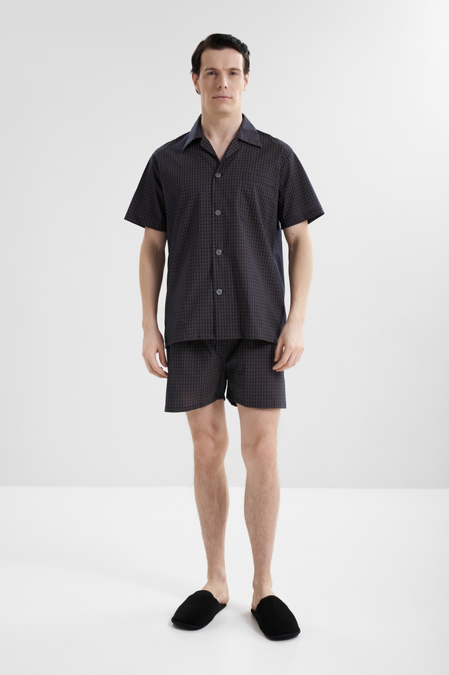 Мужская хлопковая пижама с шортами 1