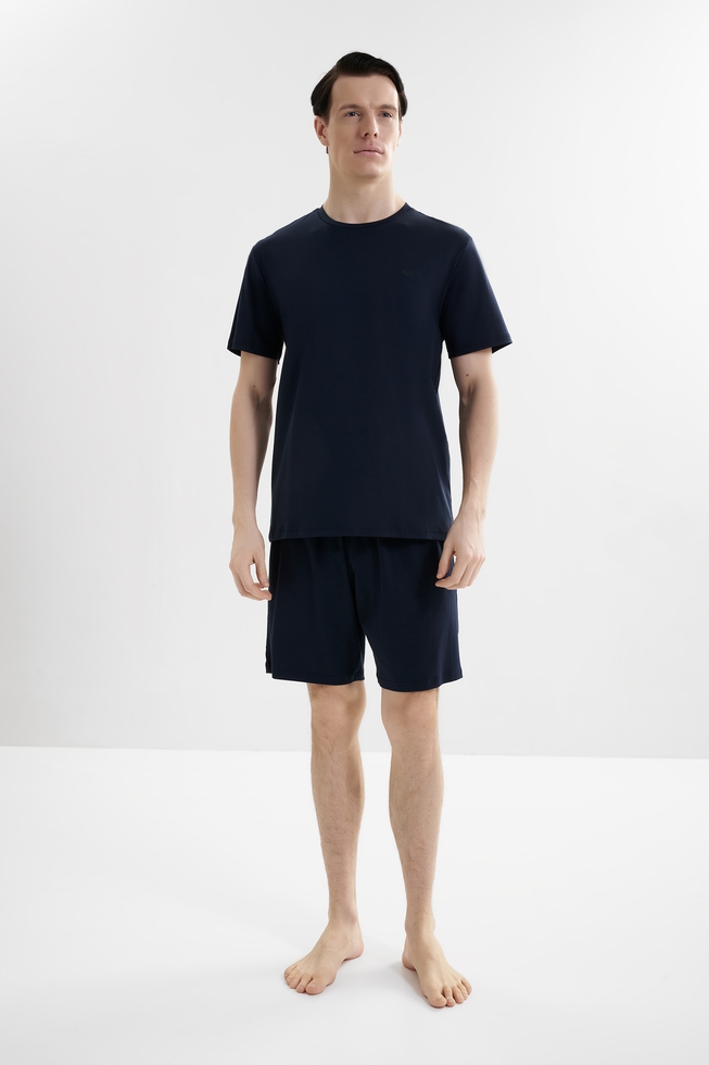 Мужская хлопковая пижама с шортами 1