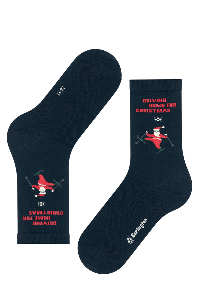 Носки женские синие Skiing Santa 4