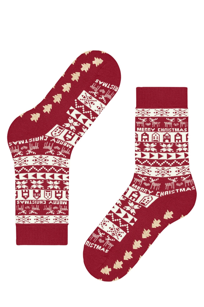 Носки женские красные Merry Christmas 4
