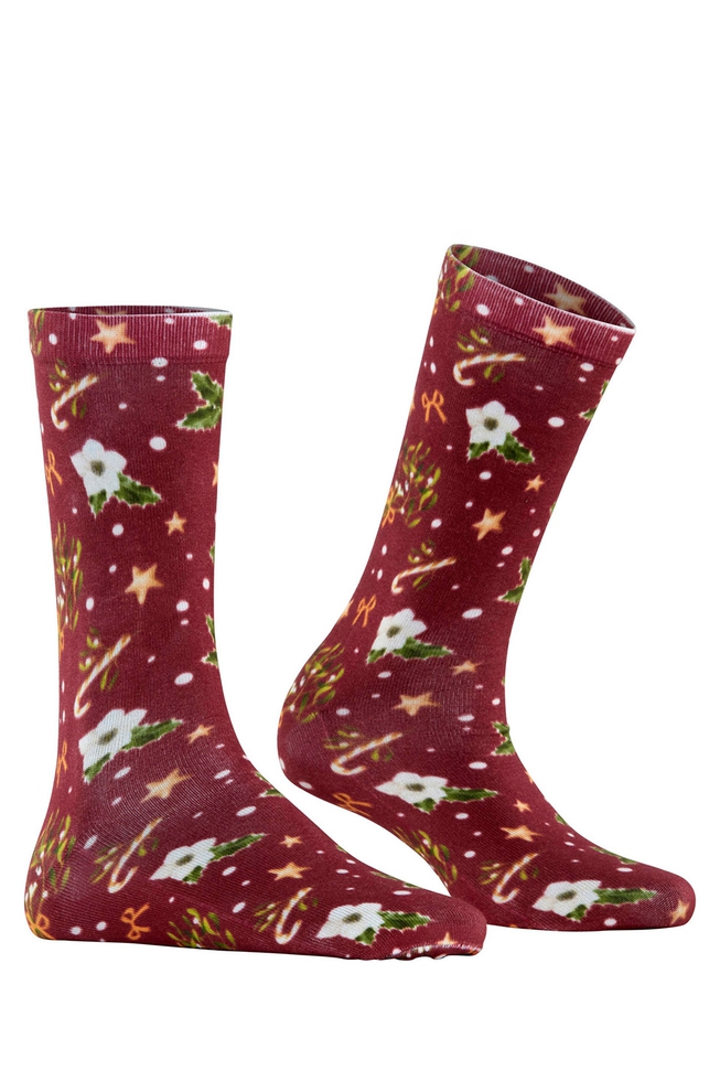 Носки женские бордовые с рисунком 3