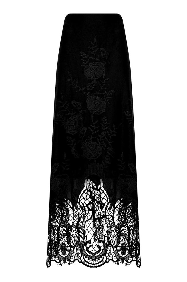 Чёрная длинная юбка с кружевом 6