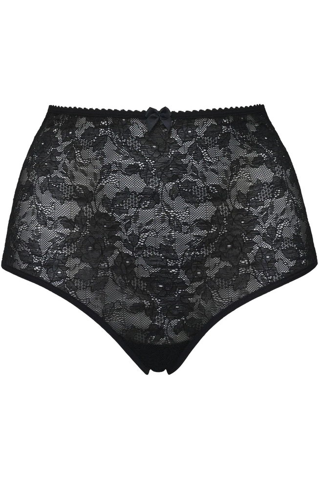  Женские черные высокие кружевные трусы-слипы  3