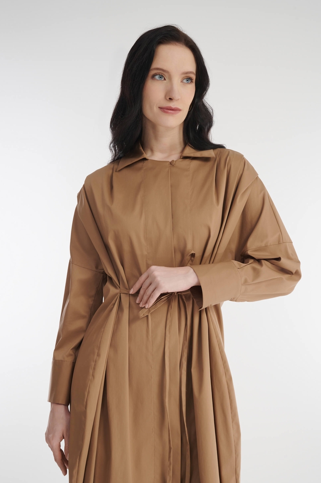 Хлопковое платье миди с укороченными рукавами 4