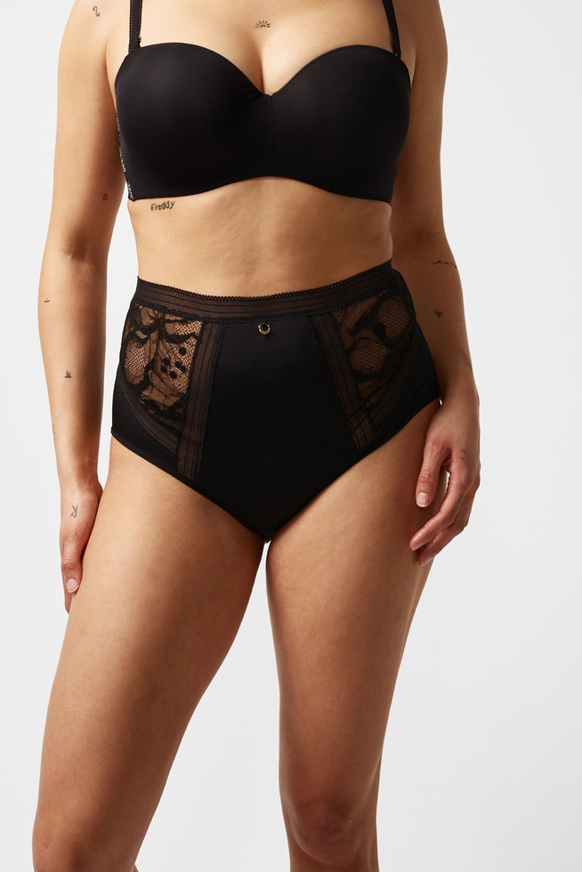 Женские черные высокие трусы-слипы 4