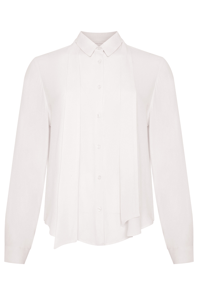 Белая блузка с длинным рукавом 6