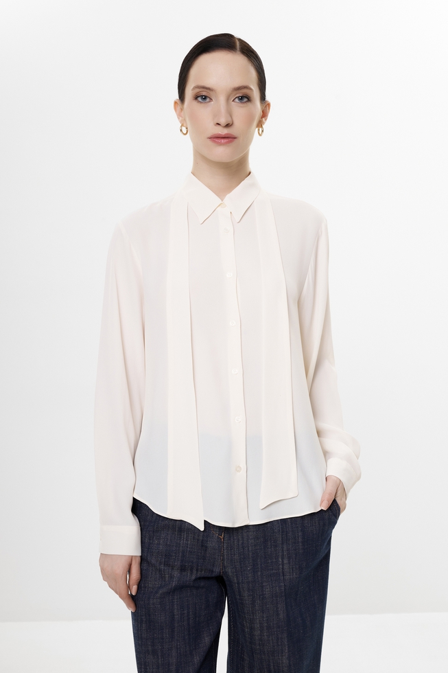Белая блузка с длинным рукавом 1