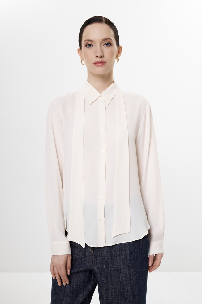 Белая блузка с длинным рукавом 2