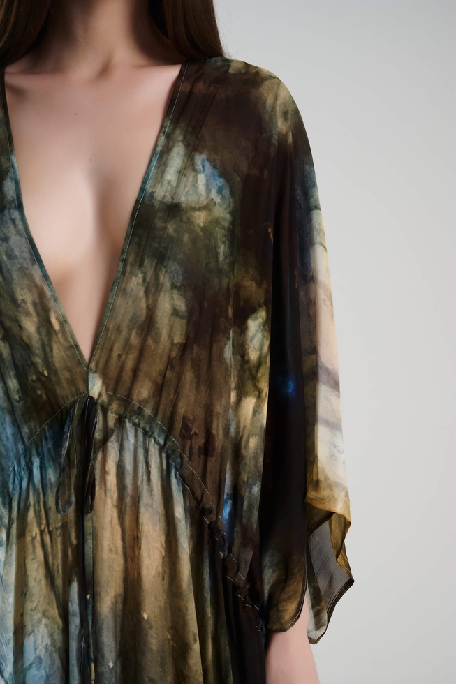 Длинное платье из шёлка с принтом  4