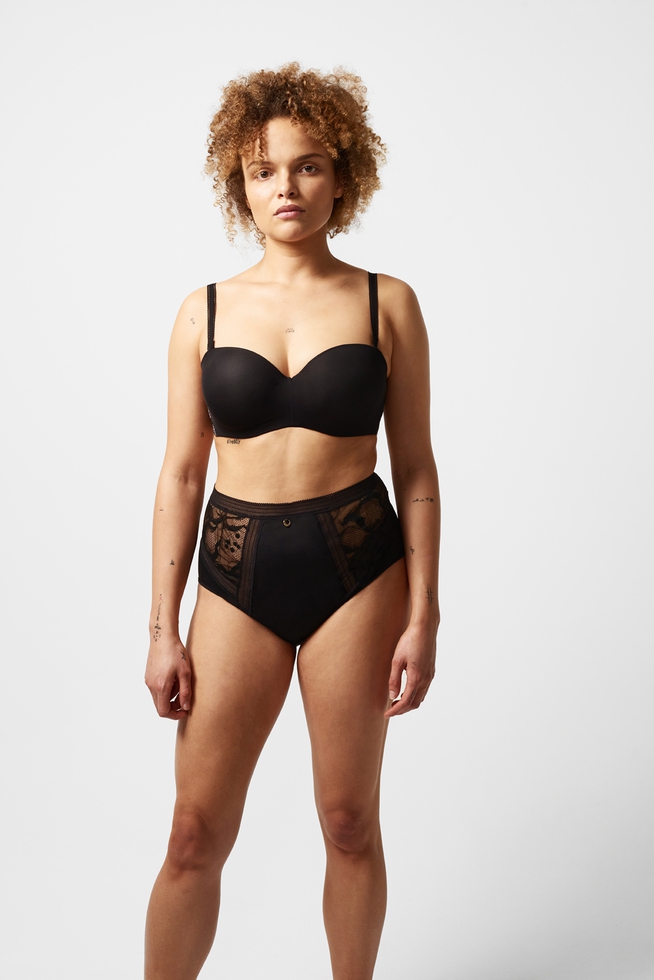 Женские черные высокие трусы-слипы 7