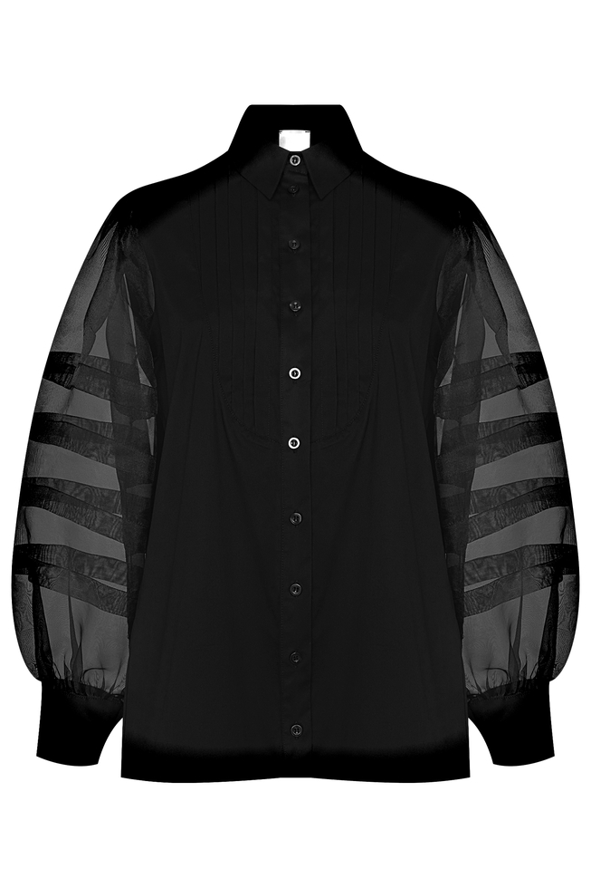 Черная блузка с длинным рукавом 5