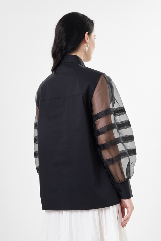 Черная блузка с длинным рукавом 2