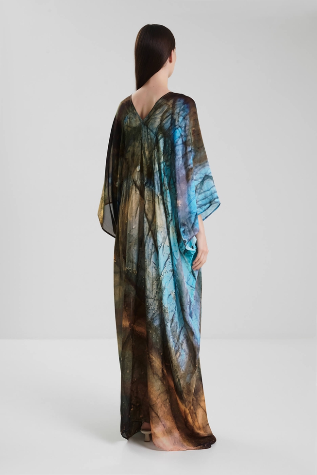 Длинное платье из шёлка с принтом  2