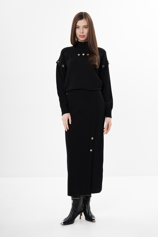 Длинная черная юбка карандаш 3