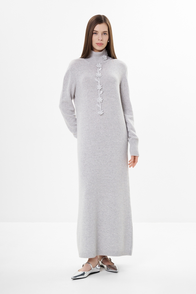 Длинное трикотажное платье  1