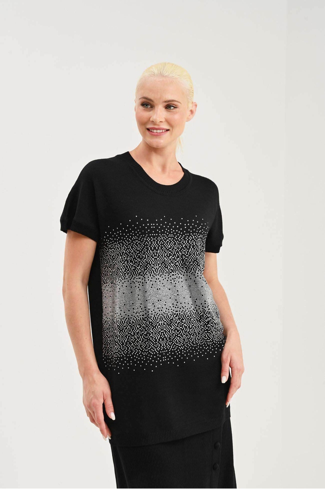  Черный шерстяной джемпер со стразами  1
