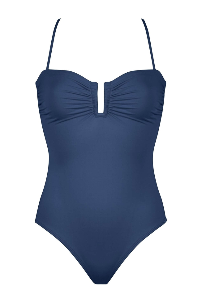 Слитный синий купальник 1