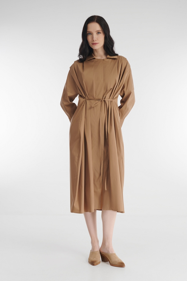 Хлопковое платье миди с укороченными рукавами 3