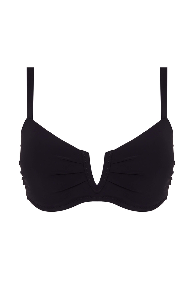 Чёрный купальный лиф с плотными чашками 5