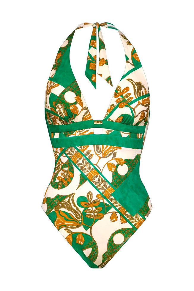 Слитный зеленый купальник 1