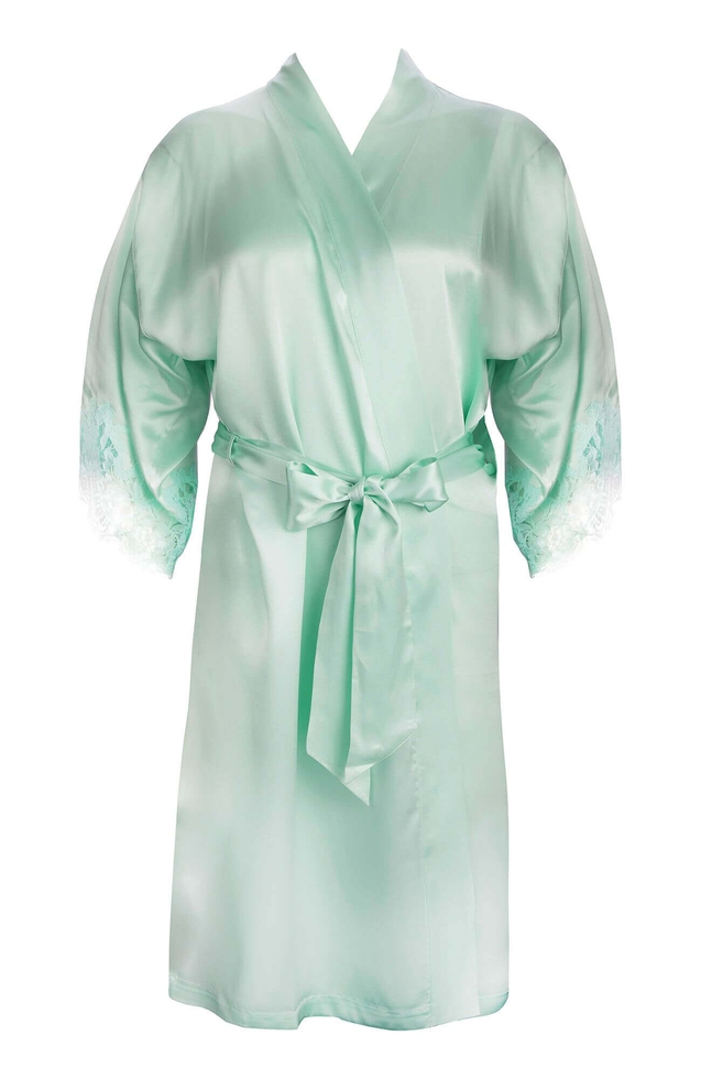 Женский короткий шелковый халат 1