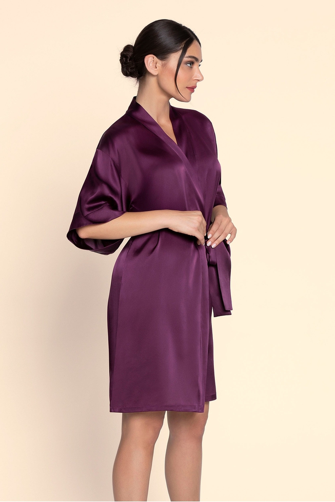 Женский домашний халат миди из шелка  3