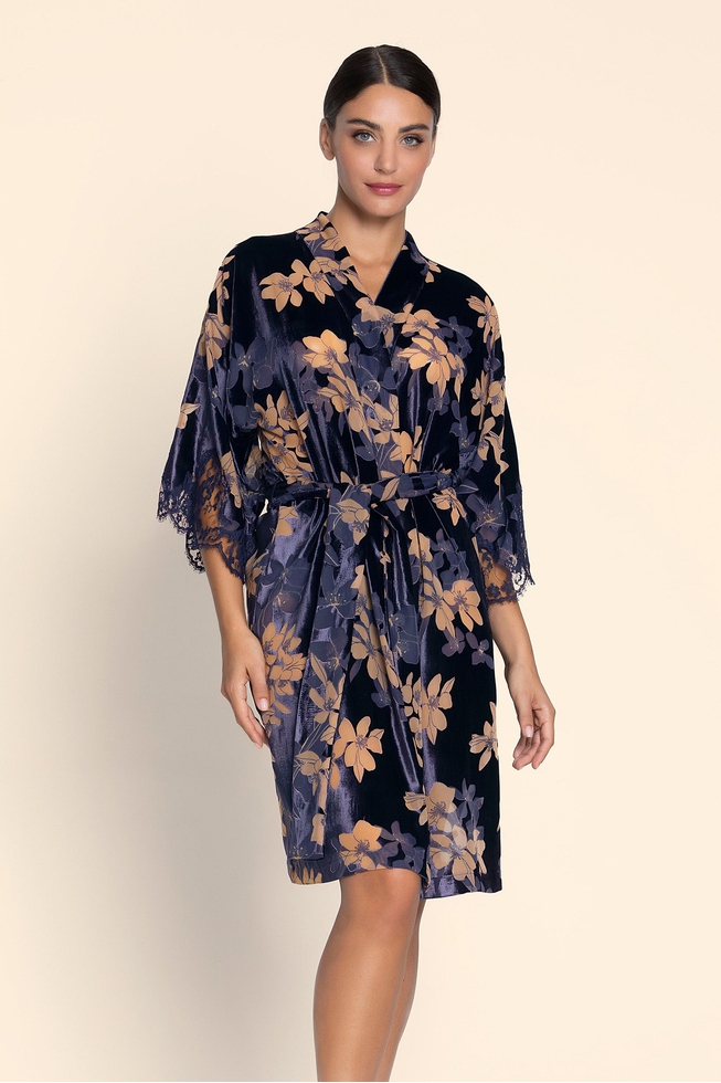 Женский домашний халат с цветочным принтом 1