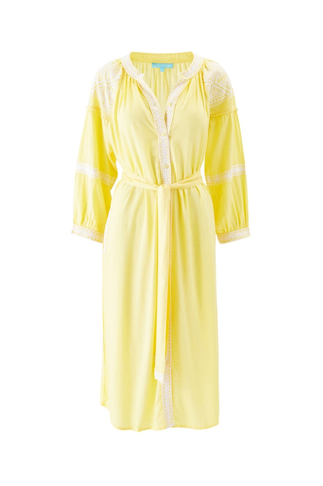 Пляжное желтое платье миди 5