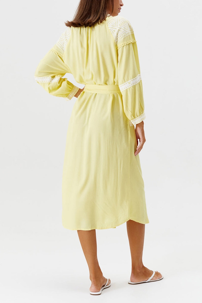 Пляжное желтое платье миди 4