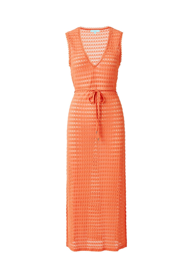 Пляжное оранжевое длинное платье 4