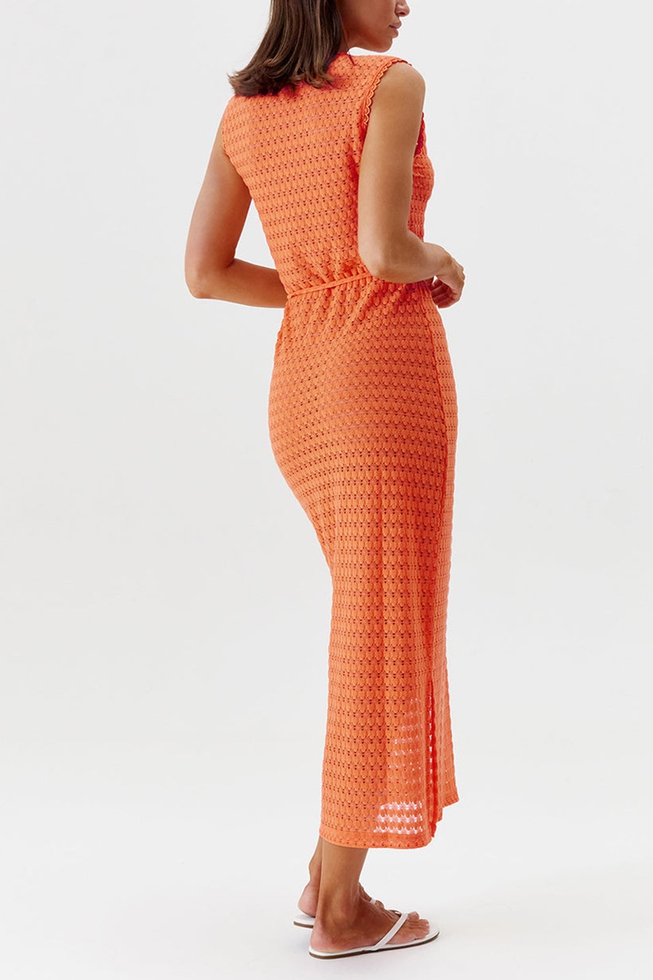 Пляжное оранжевое длинное платье 3