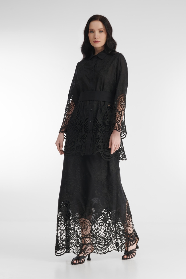 Чёрная длинная юбка с кружевом 4
