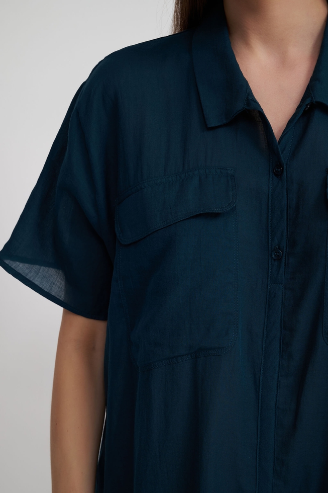 Хлопковое пляжное платье-рубашка 4