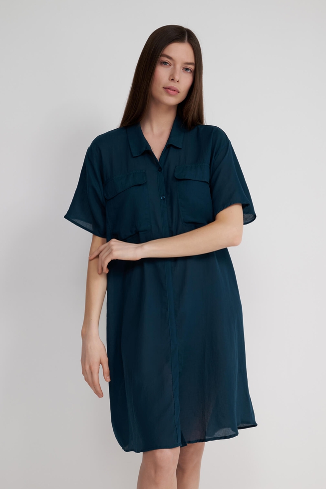 Хлопковое пляжное платье-рубашка 1