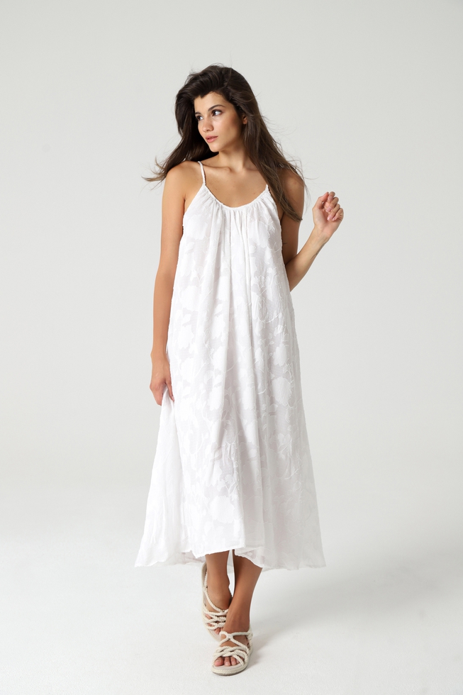 Женское белое пляжное длинное платье 2